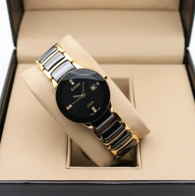 Rado Jubilee Black Dial Gold & Black Ceramic Style Luxury Watch for Men