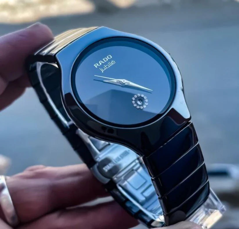 Black Ceramic Style Luxury Men’s Watch with Black Dial