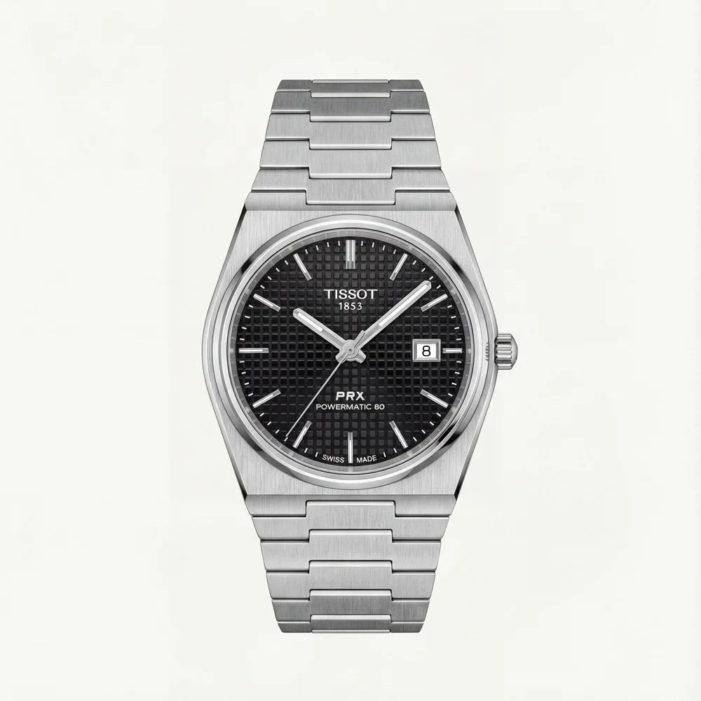 Black Dial Stainless Steel Watch for Men