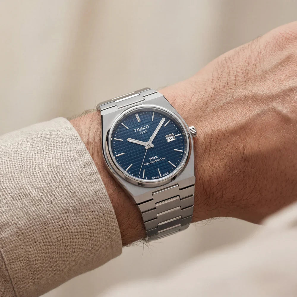 Blue Dial Stainless Steel Watch for Men