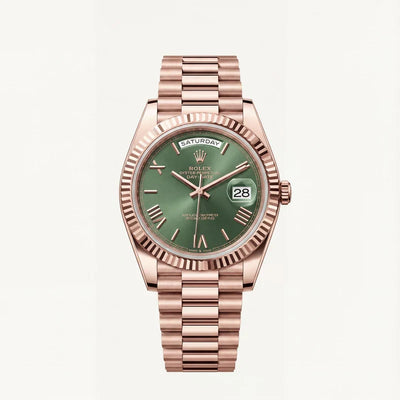Luxury Rose Gold Green Dial Watch for Men