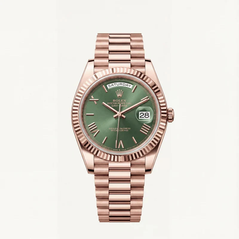 Luxury Rose Gold Green Dial Watch for Men