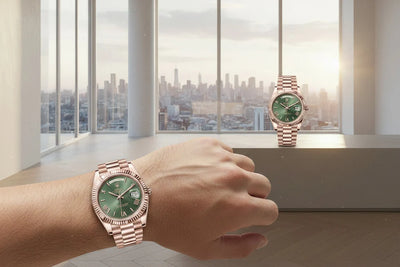 Luxury Rose Gold Green Dial Watch for Men