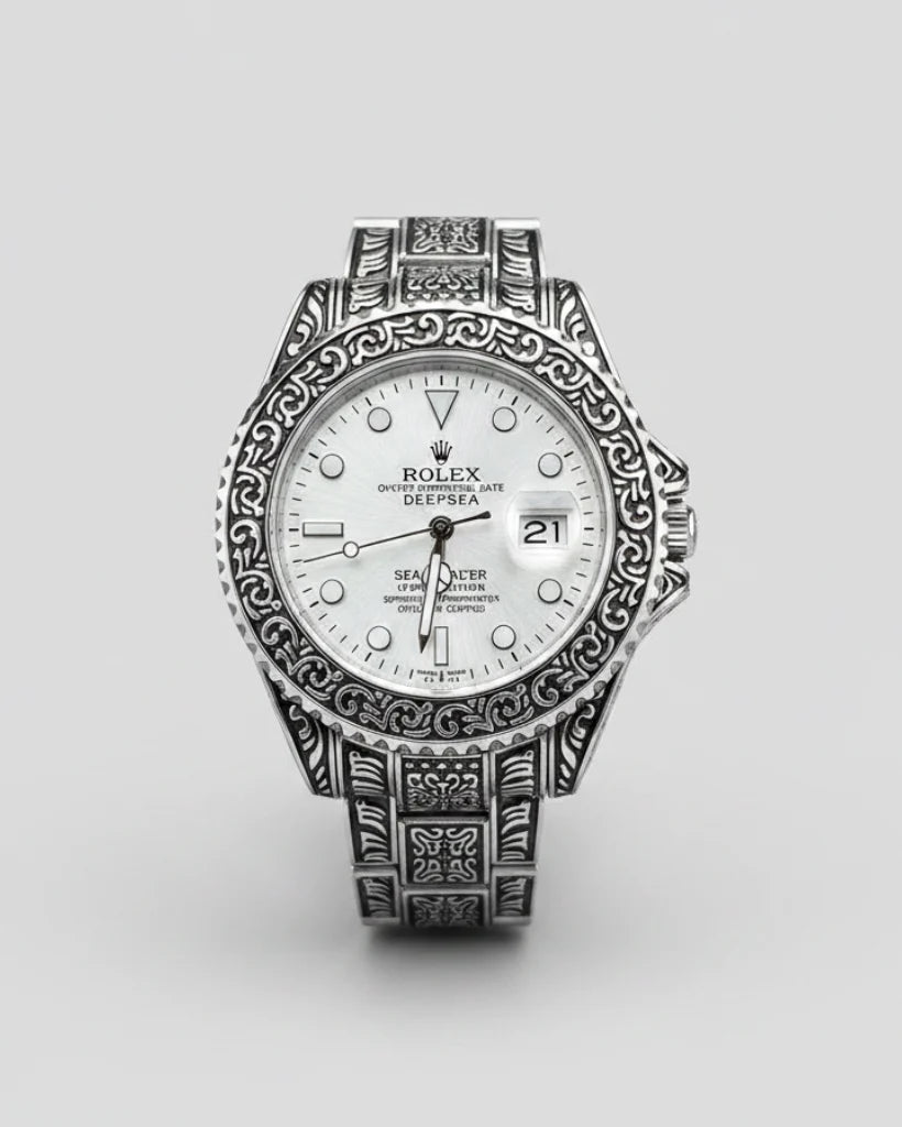 Luxury Silver Ornate Watch