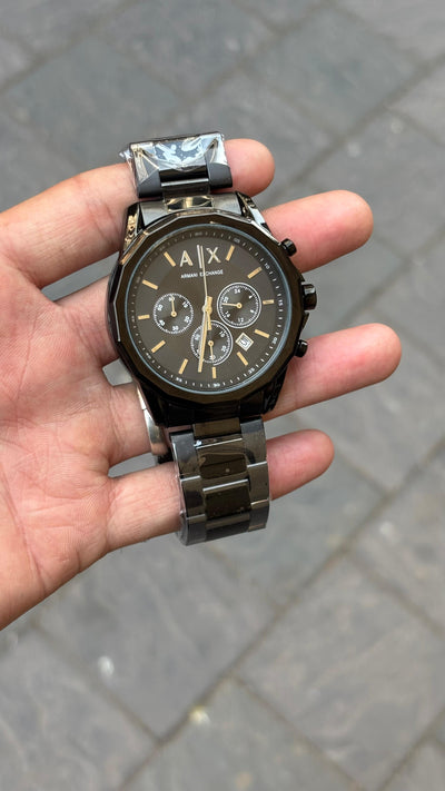 AX Black Chronograph Metal Belt Men's Watch