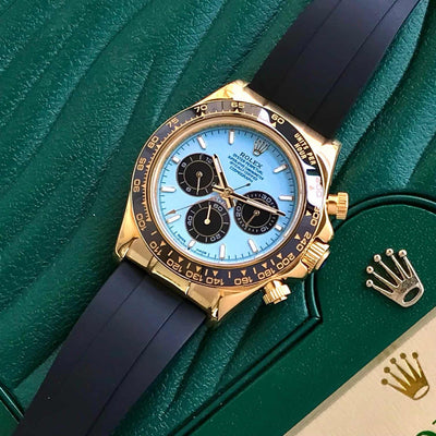 Luxury Gold & Black Chronograph Watch with Turquoise Dial