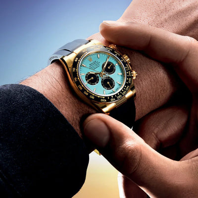 Luxury Gold & Black Chronograph Watch with Turquoise Dial