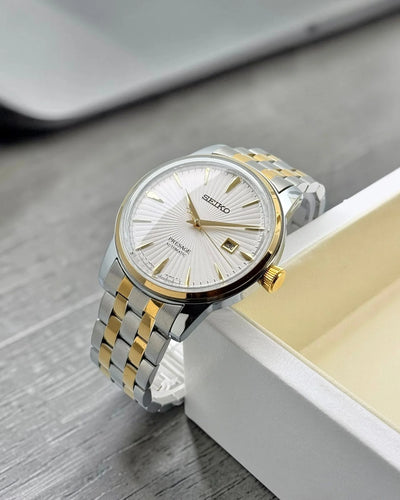Black Dial Two-Tone Stainless Steel Dress Watch with Date