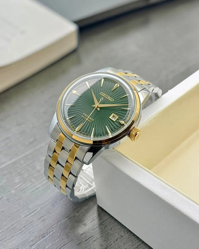 Black Dial Two-Tone Stainless Steel Dress Watch with Date