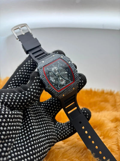 Luxury Black Skeleton Watch for Men