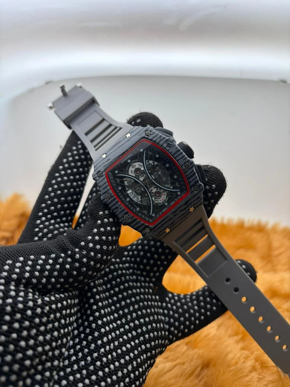 Luxury Black Skeleton Watch for Men