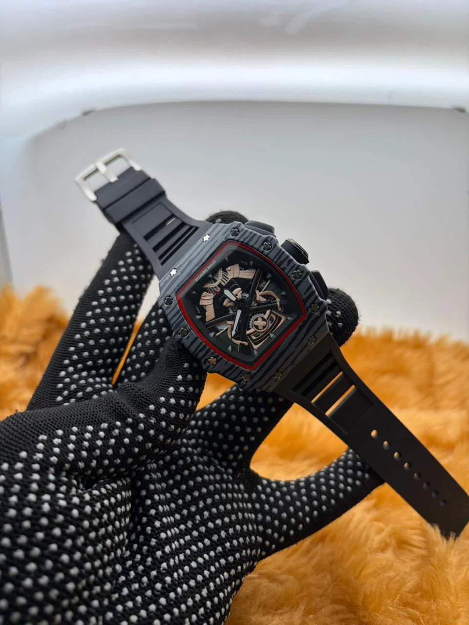 Luxury Black Skeleton Watch for Men