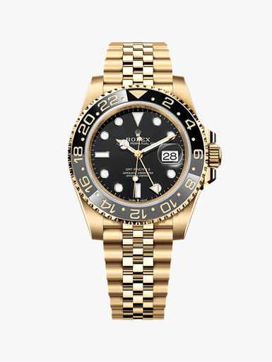 Luxury Gold GMT Style Watch with Black Dial & Jubilee Bracelet
