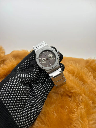 Hublot-Inspired Silver Chronograph Men’s Watch