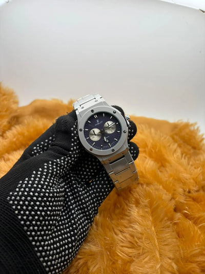 Hublot-Inspired Silver Chronograph Men’s Watch