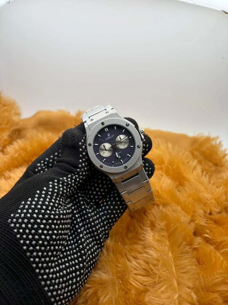 Hublot-Inspired Silver Chronograph Men’s Watch