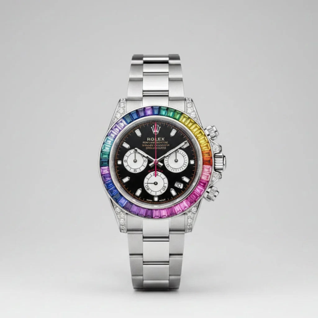 Luxury Rainbow Bezel Chronograph Watch
