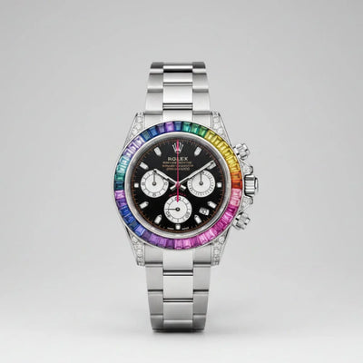 Luxury Rainbow Bezel Chronograph Watch
