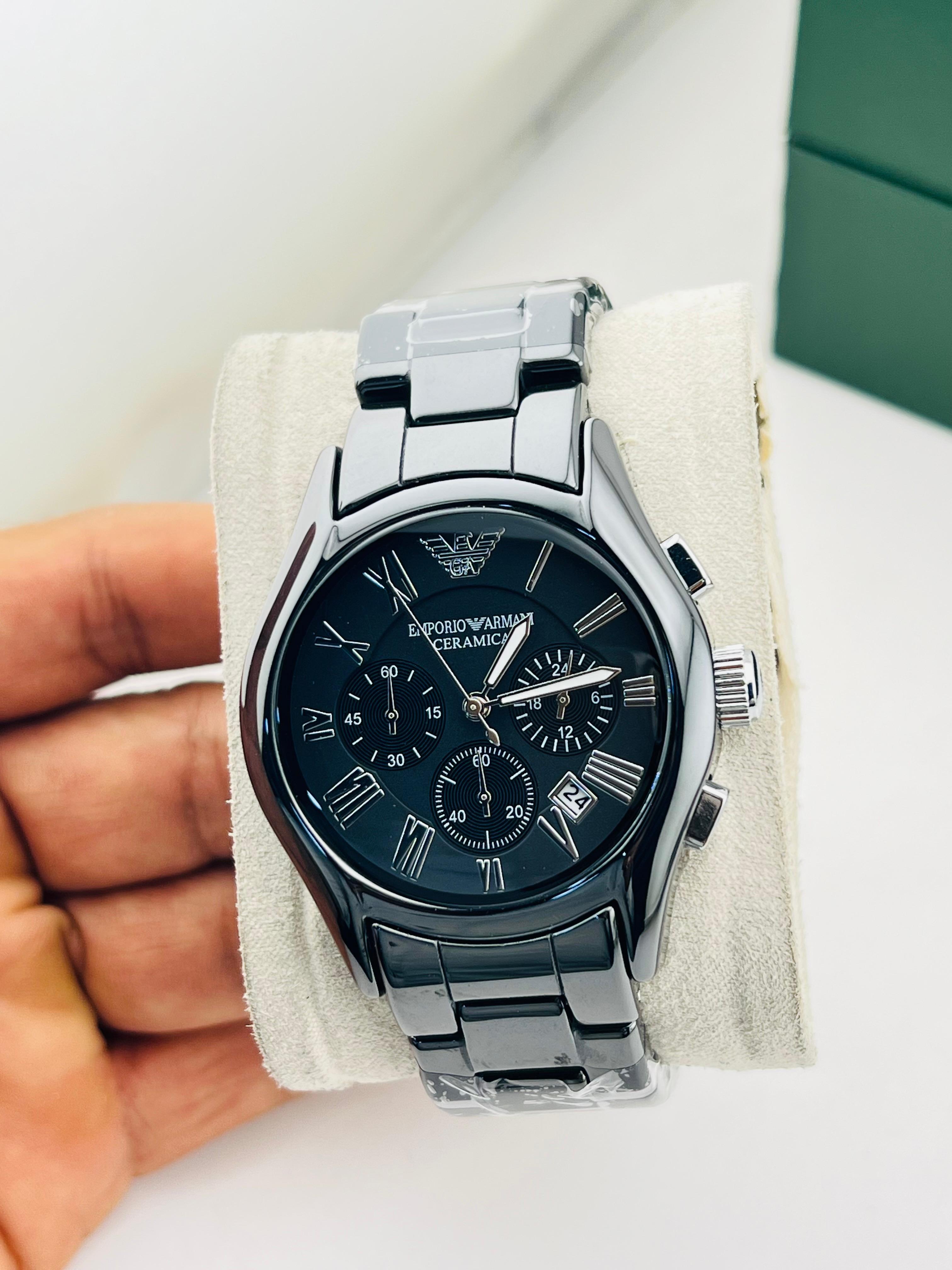 Emporio Armani Ceramica Black Ceramic Chronograph Watch for Men