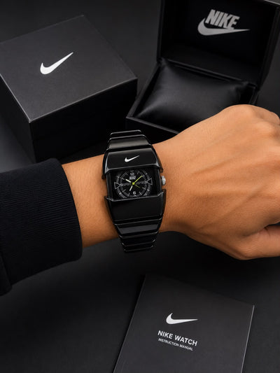 Premium Full Black Metal Bracelet & Sporty Dial