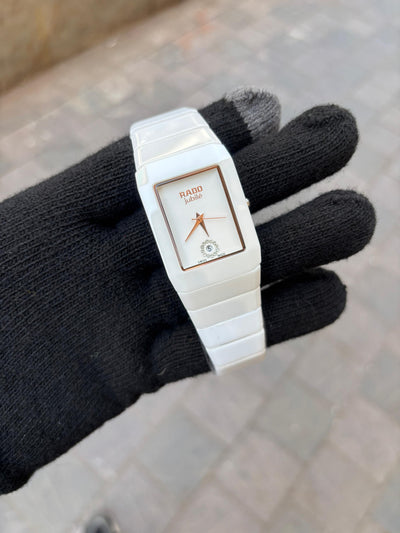 Rado Square White Dial Ciramic Belt Men's Watch