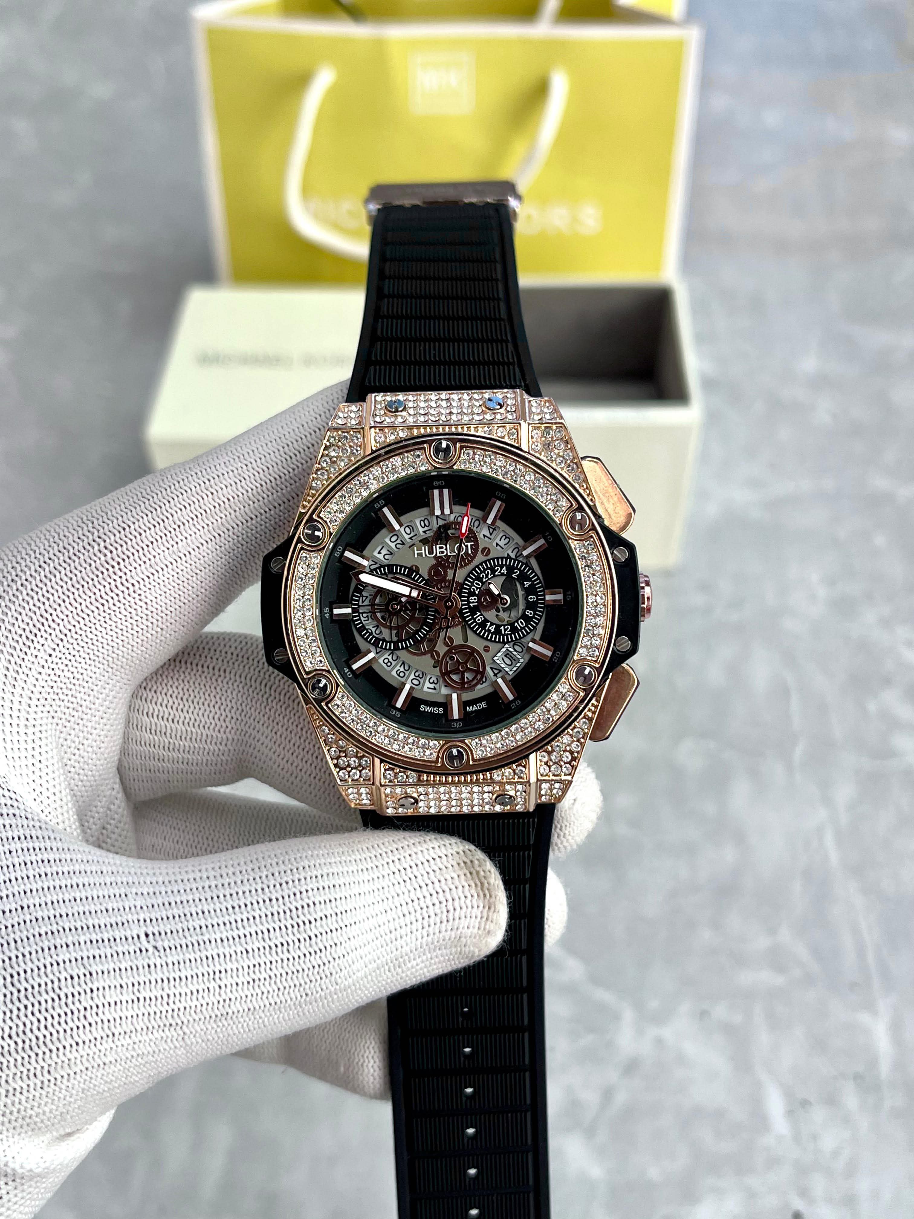 Hublot Rose Gold Skeleton Diamond Luxury Watch for Men