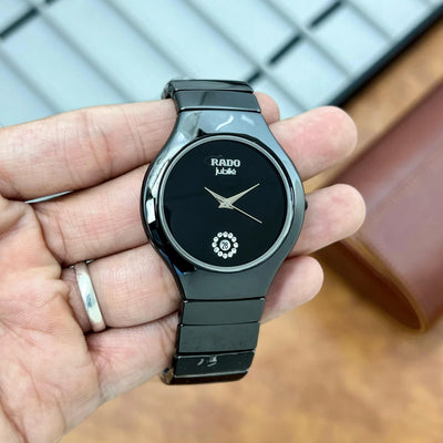 Black Ceramic Style Luxury Men’s Watch with Black Dial