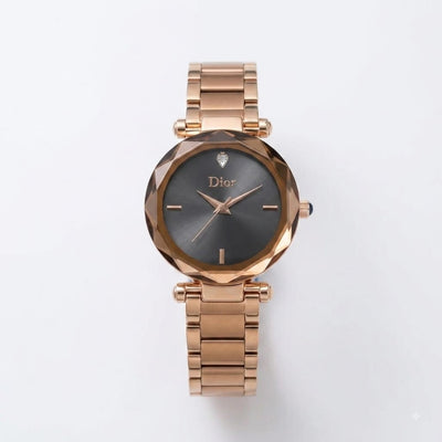 Rose Gold Luxury Women’s Watch with Black Dial & Metal Bracelet