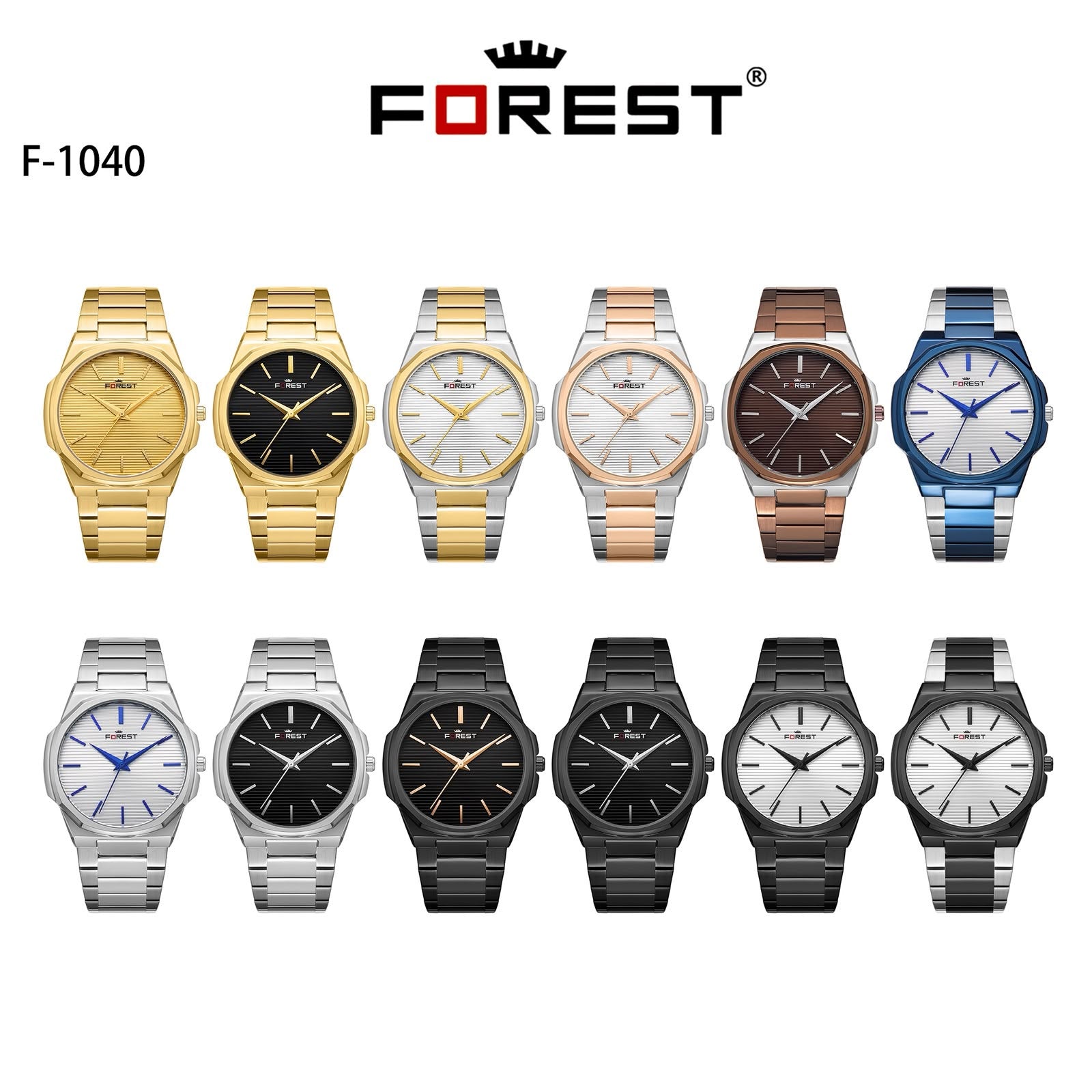 Luxury Silver & Gold Dial Watch for Men