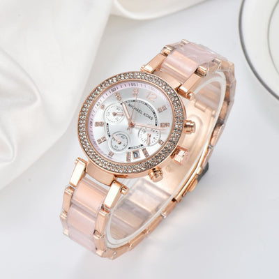 Women’s Rose Gold Crystal Chronograph Watch
