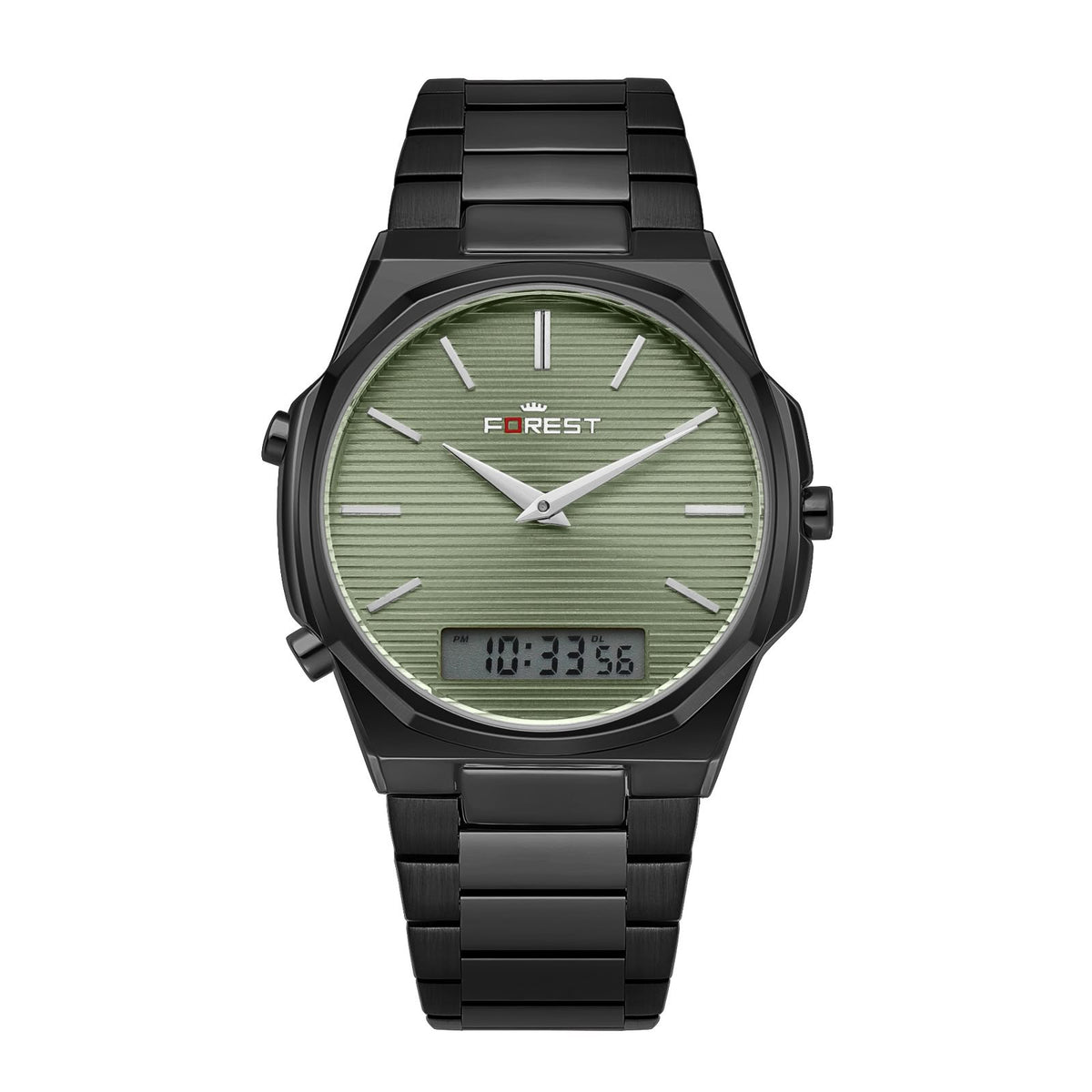 Gold & Silver Stainless Steel Bracelet with Digital Display