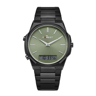 Gold & Silver Stainless Steel Bracelet with Digital Display