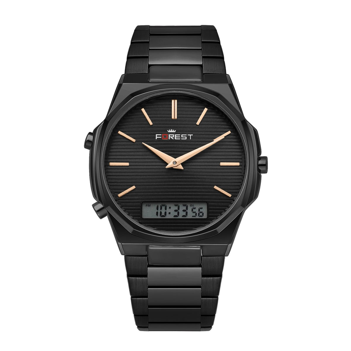 Gold & Silver Stainless Steel Bracelet with Digital Display