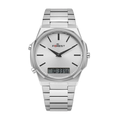 Gold & Silver Stainless Steel Bracelet with Digital Display