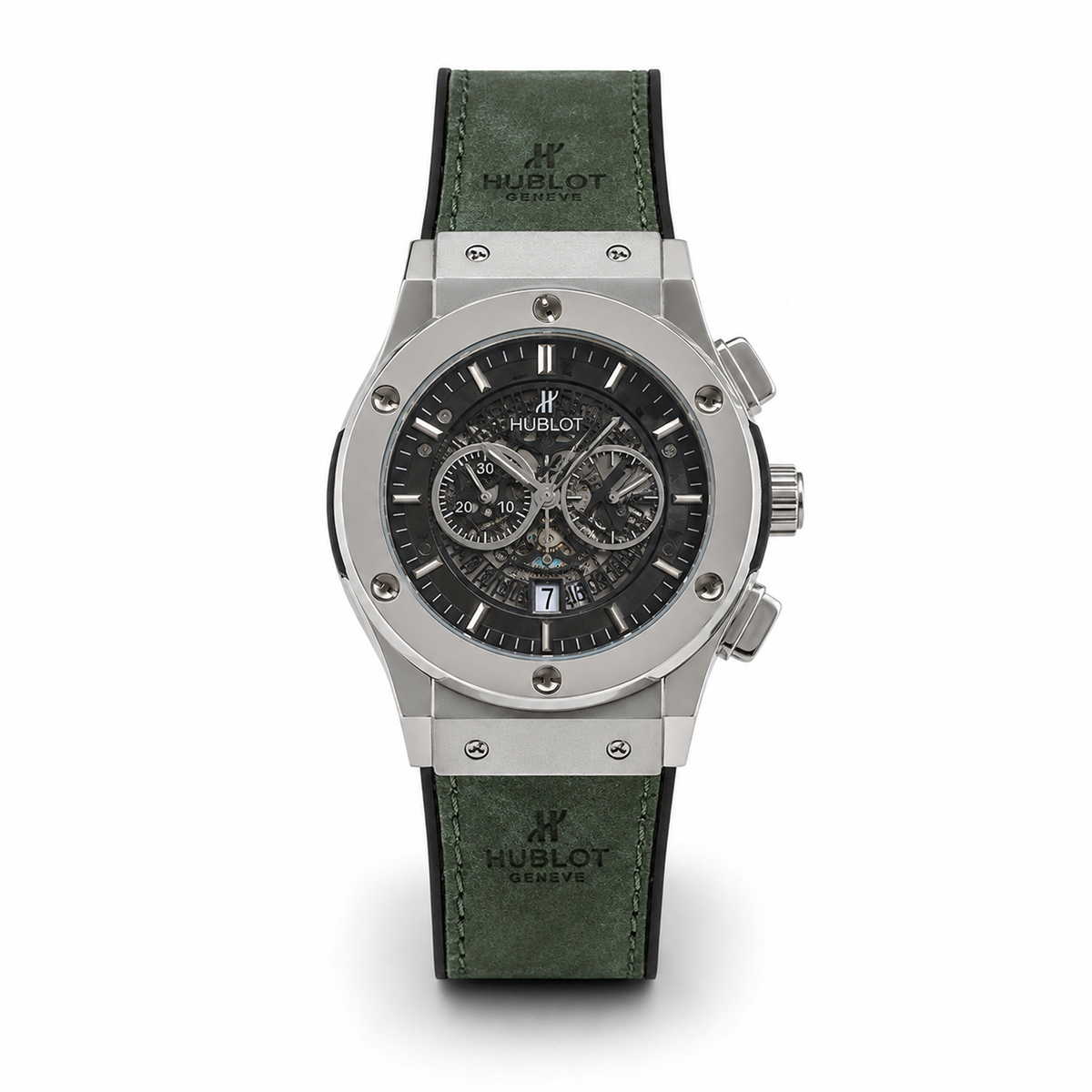 Luxury Green Leather Chronograph Men's Watch