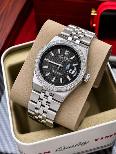 Men's Gold Luxury Watch with Diamond Style Bezel