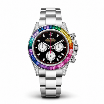 Luxury Rainbow Bezel Chronograph Watch