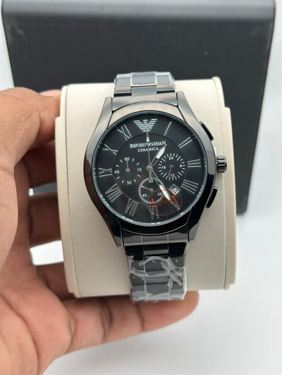Emporio Armani Ceramic Green Dial Gold Tone Chronograph Watch for Men
