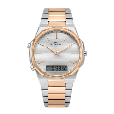 Gold & Silver Stainless Steel Bracelet with Digital Display