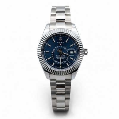 Luxury Blue Dial Silver Watch for Men