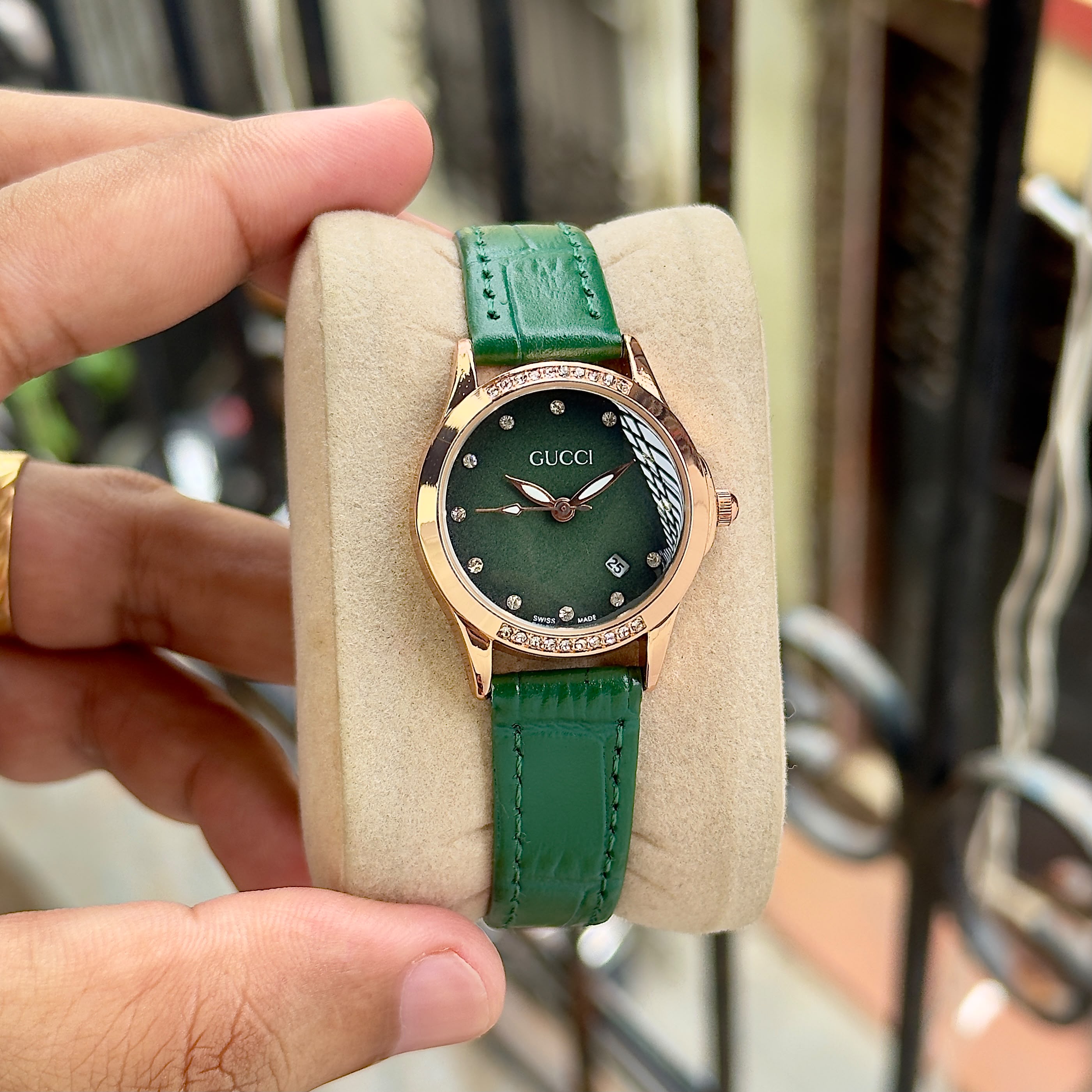Luxury Green Dial Rose Gold Watch for Women