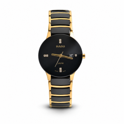 Rado Jubilee Black Dial Gold & Black Ceramic Style Luxury Watch for Men