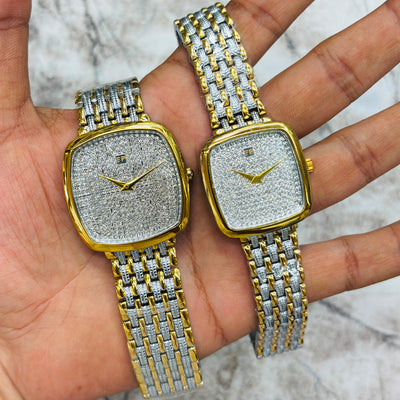 Luxury Two Tone Crystal Square Dial Women's Watch