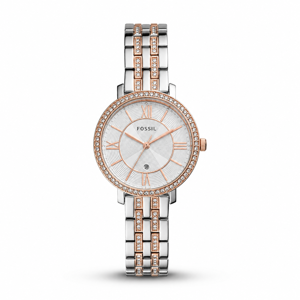 Luxury Rose Gold & Silver Crystal Watch for Women