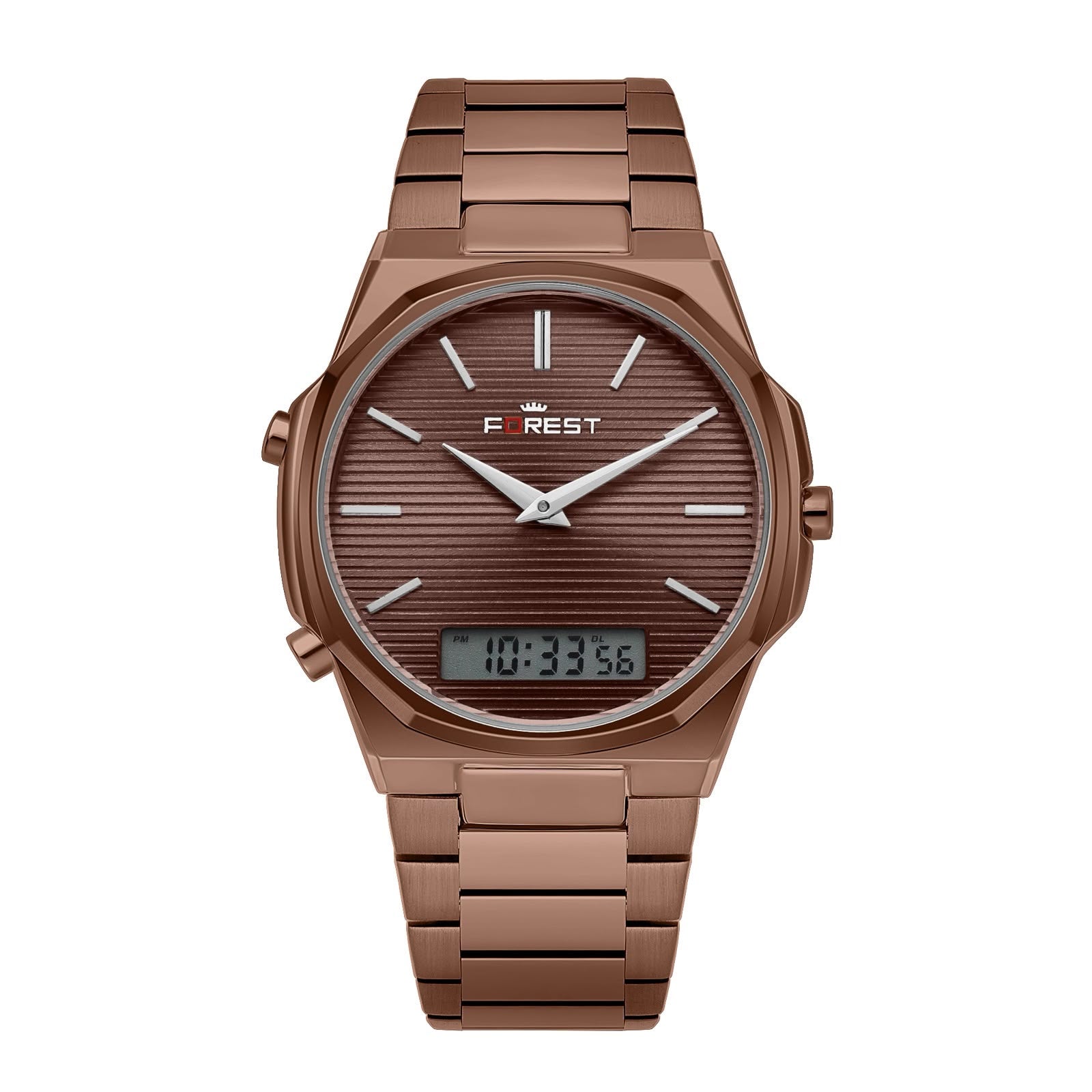 Gold & Silver Stainless Steel Bracelet with Digital Display