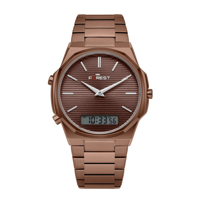 Gold & Silver Stainless Steel Bracelet with Digital Display