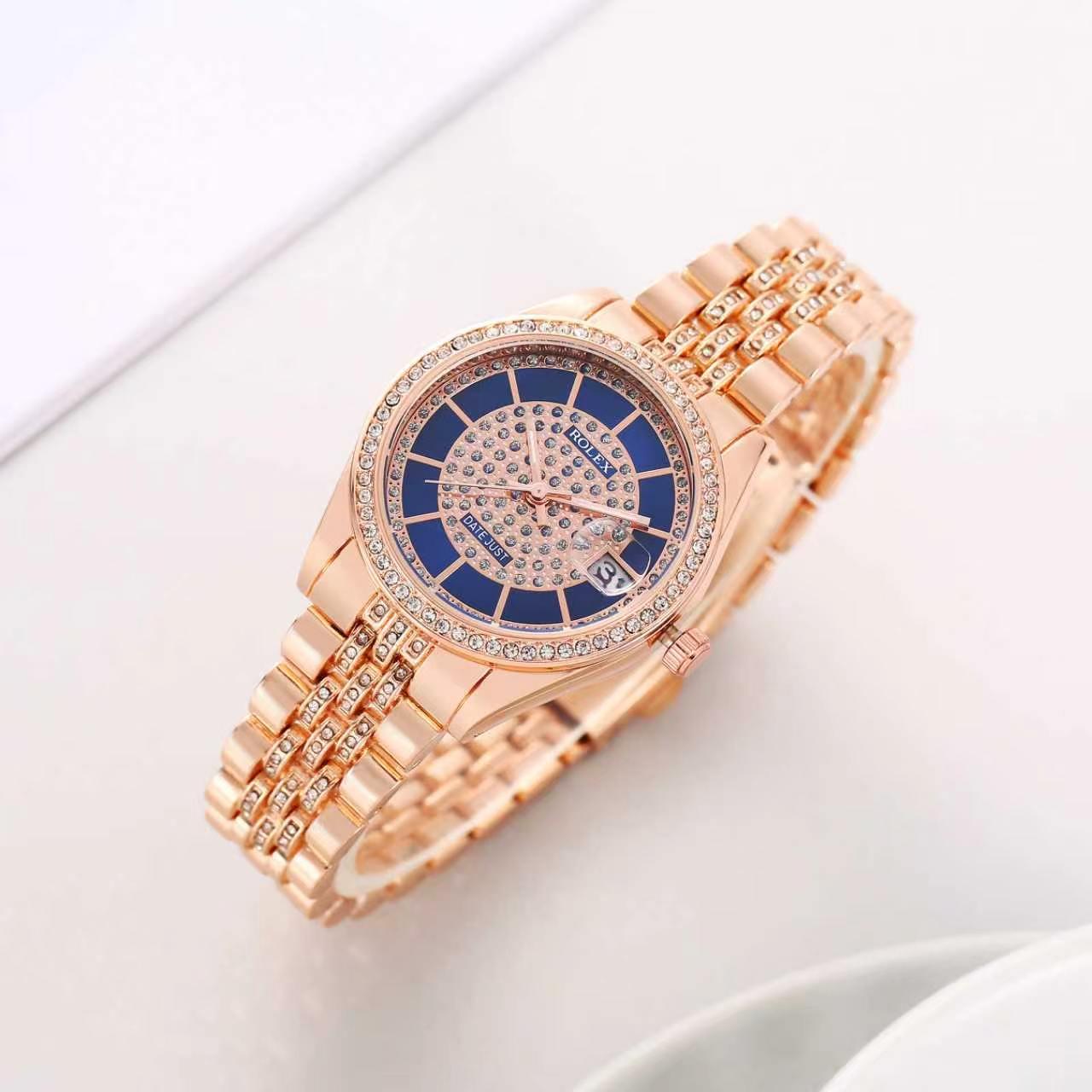 Luxury Rose Gold Black Dial Watch for Women