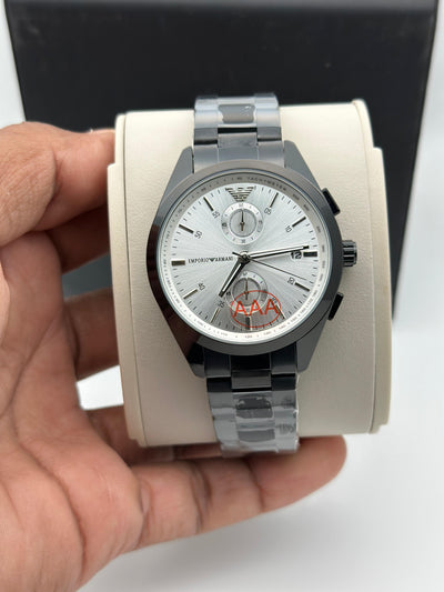 Emporio Armani Ceramic Green Dial Gold Tone Chronograph Watch for Men