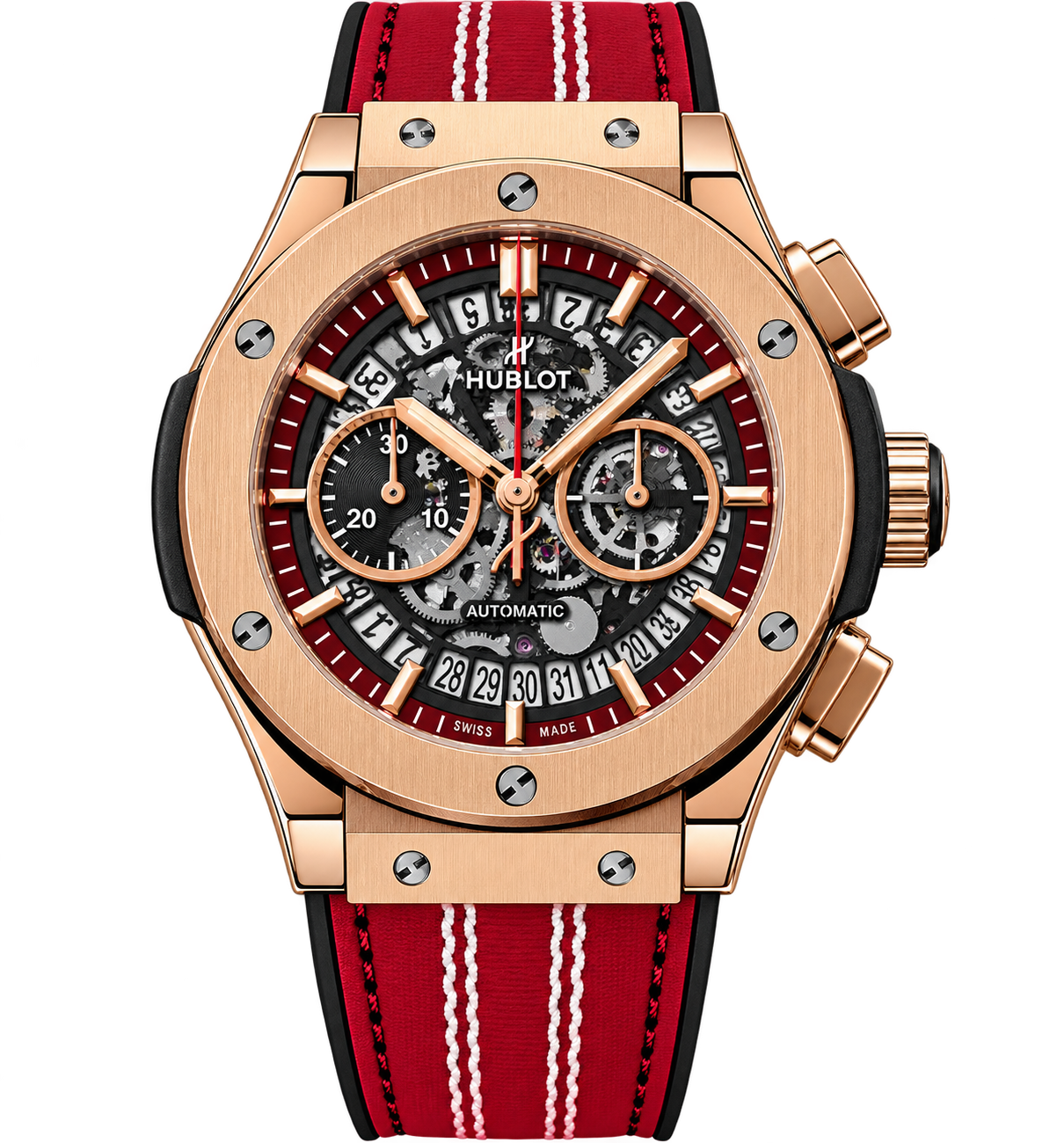 Luxury Rose Gold Skeleton Chronograph Watch for Men