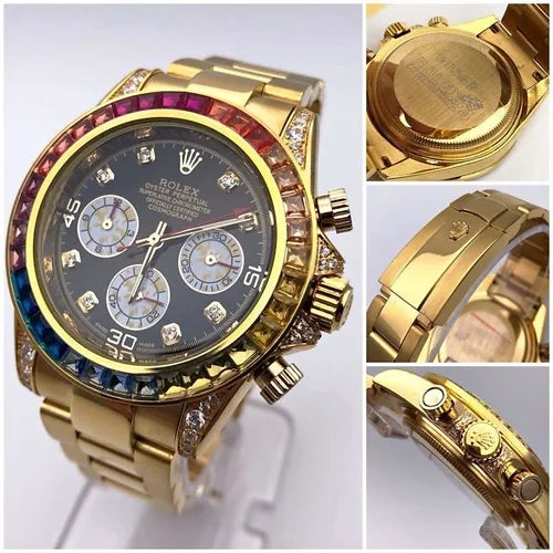Rolex Daytona Rainbow Everose Gold Chronograph Watch with Gem-Set Bezel